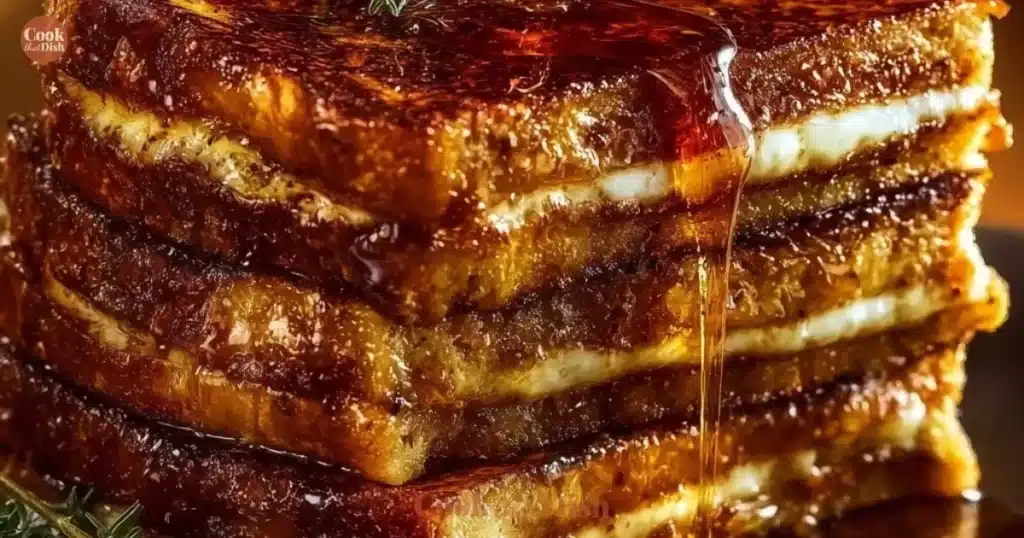 Delicious Crème Brûlée French Toast topped with caramelized sugar and fresh berries