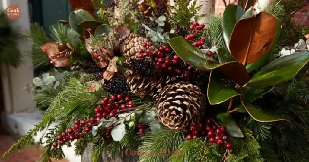 Beautiful DIY porch pot with fresh greenery assortment