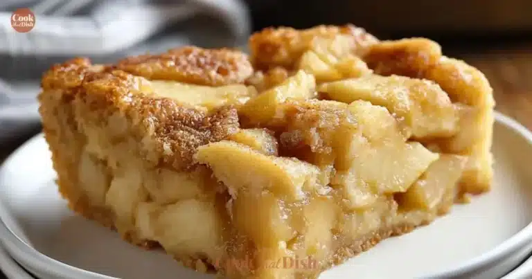 Delicious 3 ingredient apple cake served with frosting and slices of fresh apples