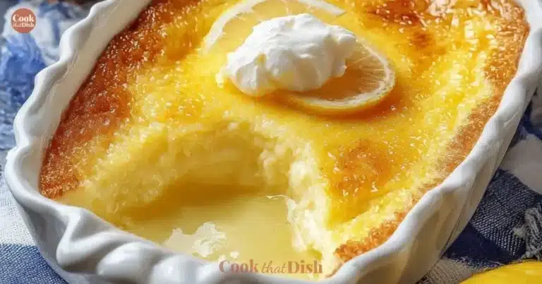 Delicious 4-ingredient lemon cream cheese dump cake with a creamy topping