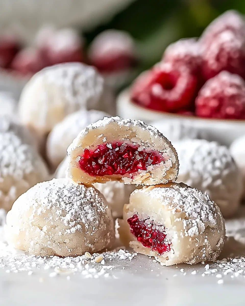 Raspberry Almond Snowball Cookies Delightful Easy Recipe