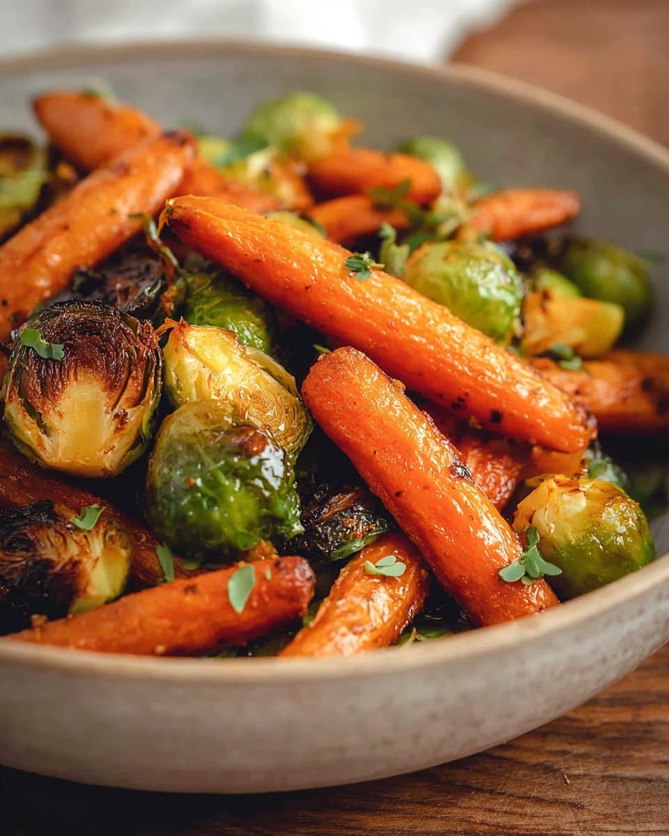 Crispy Maple Glazed Carrots and Brussels Sprouts - Alrightwithme