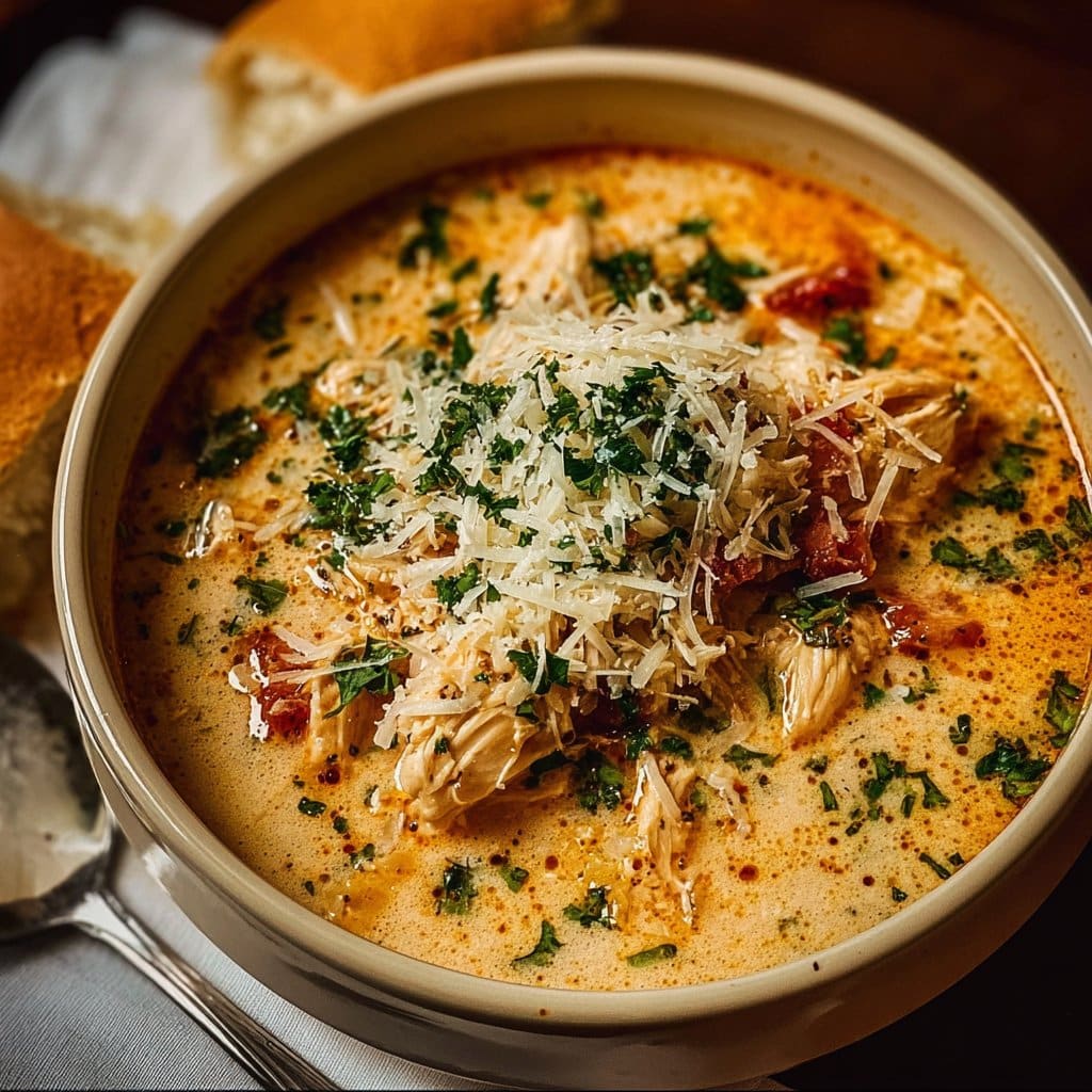 Crock Pot Creamy Chicken Parmesan Soup