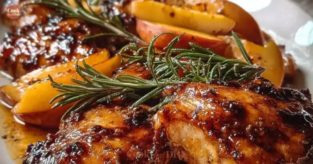 Juicy Apple Cider Chicken served with fresh herbs and seasonal vegetables