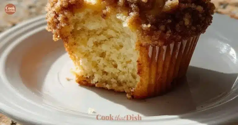 Freshly baked Apple Cinnamon Streusel Muffins with a golden topping