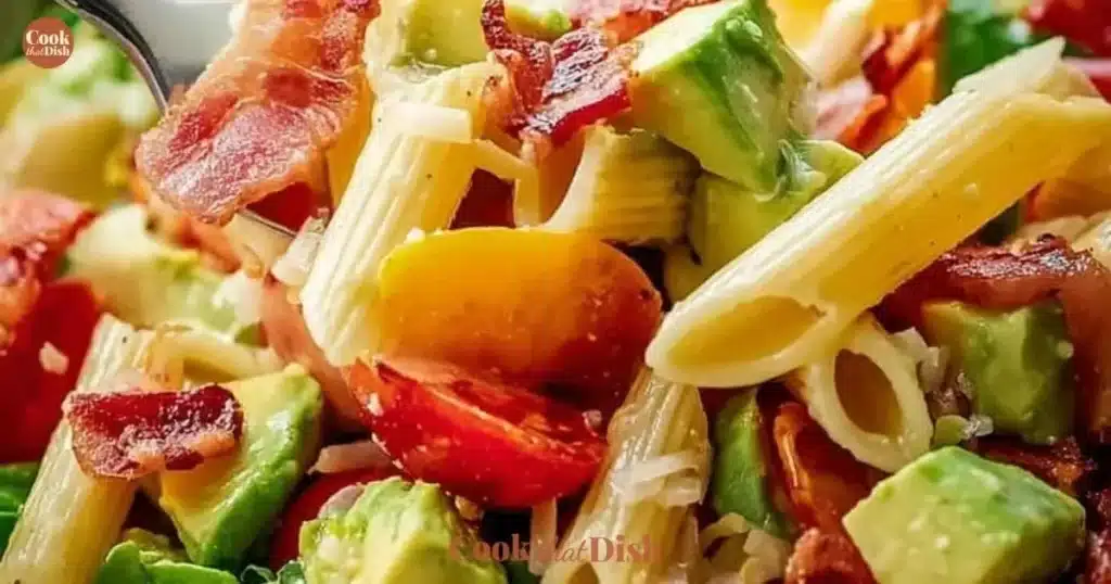 Gluten-free and dairy-free BLT Pasta Salad with fresh ingredients