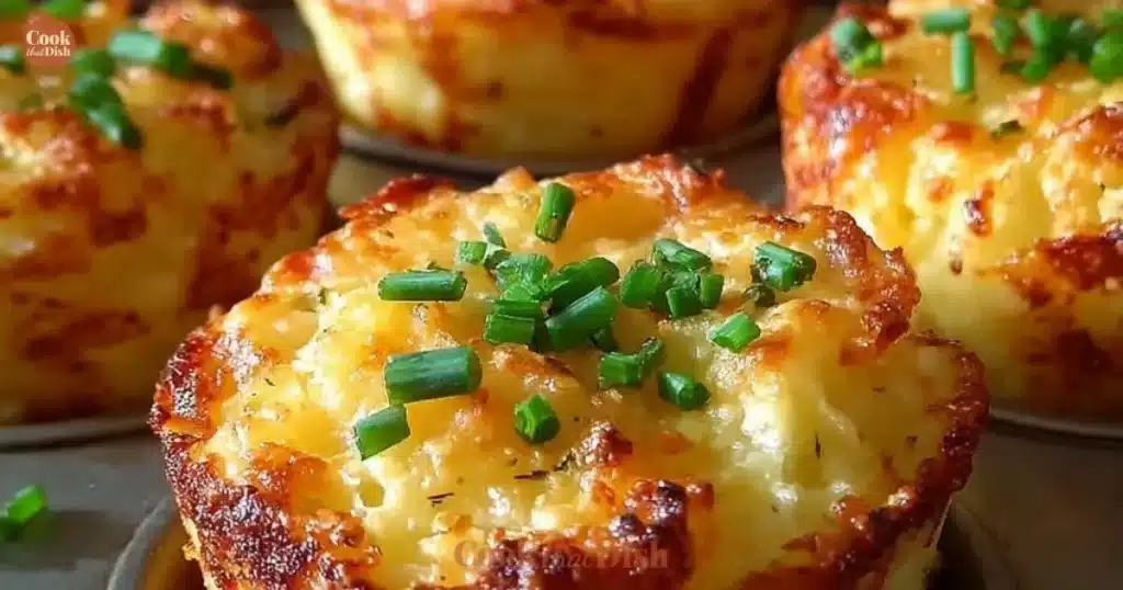 Cheesy mashed potato puffs served on a plate, golden and crispy