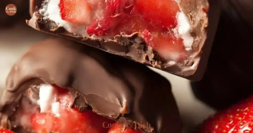 Chocolate Strawberry Yogurt Clusters on a plate, a delicious and healthy snack