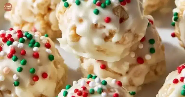 Festive Christmas Rice Crispy Treats decorated with holiday colors and shapes