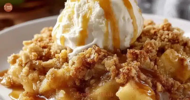 Delicious classic apple crumble dessert served in a bowl
