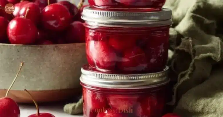 Jar of homemade Cranberry Apple Jam with fresh cranberries and apples