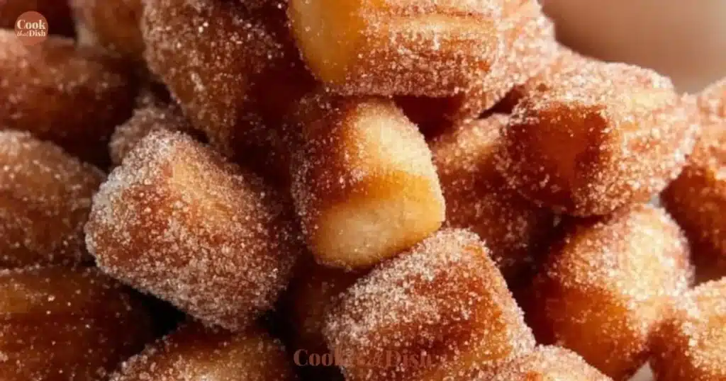 Crispy air fryer churro bites dusted with cinnamon sugar