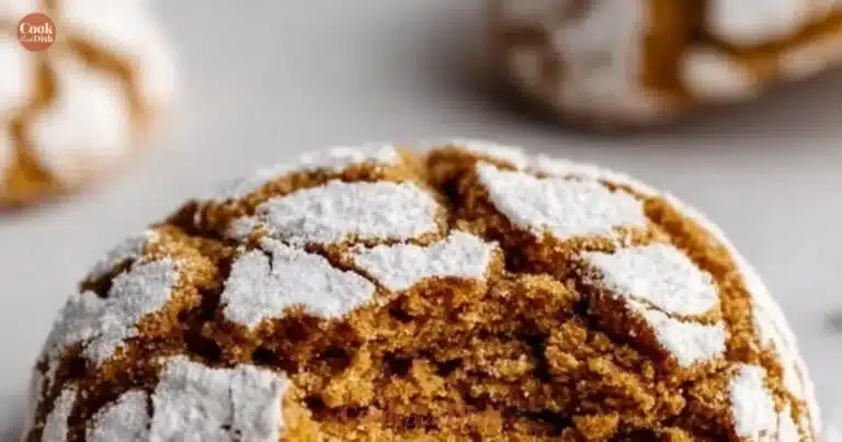 Freshly baked gingerbread crinkle cookies on a plate