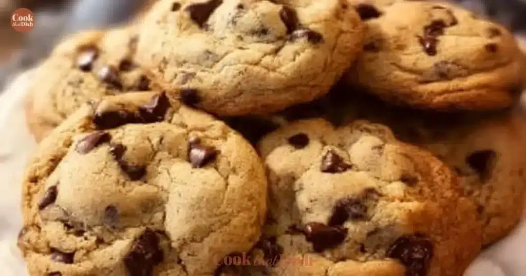 Joanna Gaines' homemade chocolate chip cookies on a wooden table