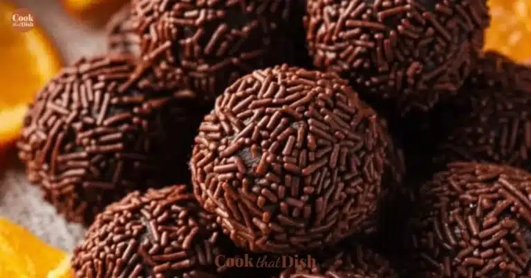 Homemade Orange Chocolate Christmas Truffles on a festive plate