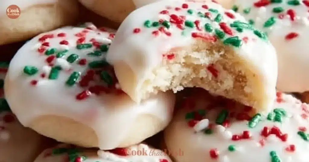 A plate of homemade peppermint meltaways sprinkled with powdered sugar.