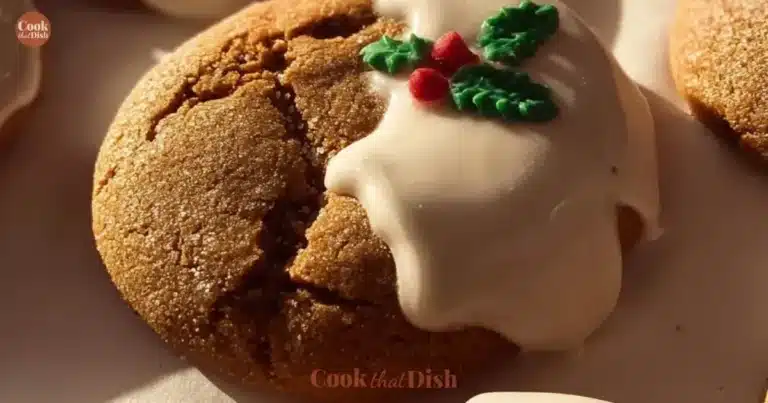 Soft gingerbread cookies decorated with icing and spices.