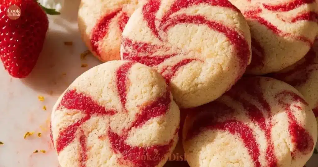 Freshly baked strawberry cheesecake cookies with creamy filling