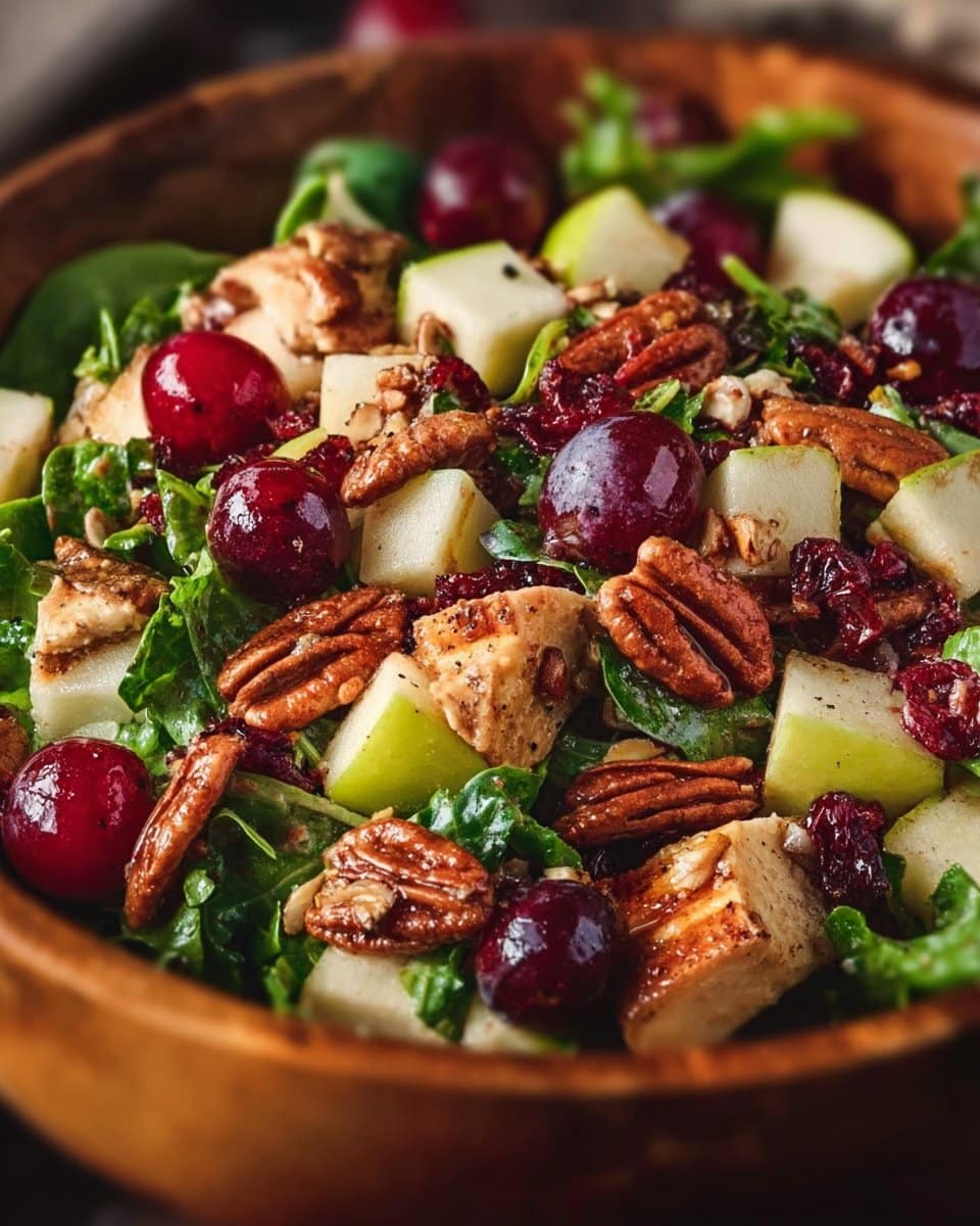 Apple Salad with Grapes, Pecans, and Dried Cranberries