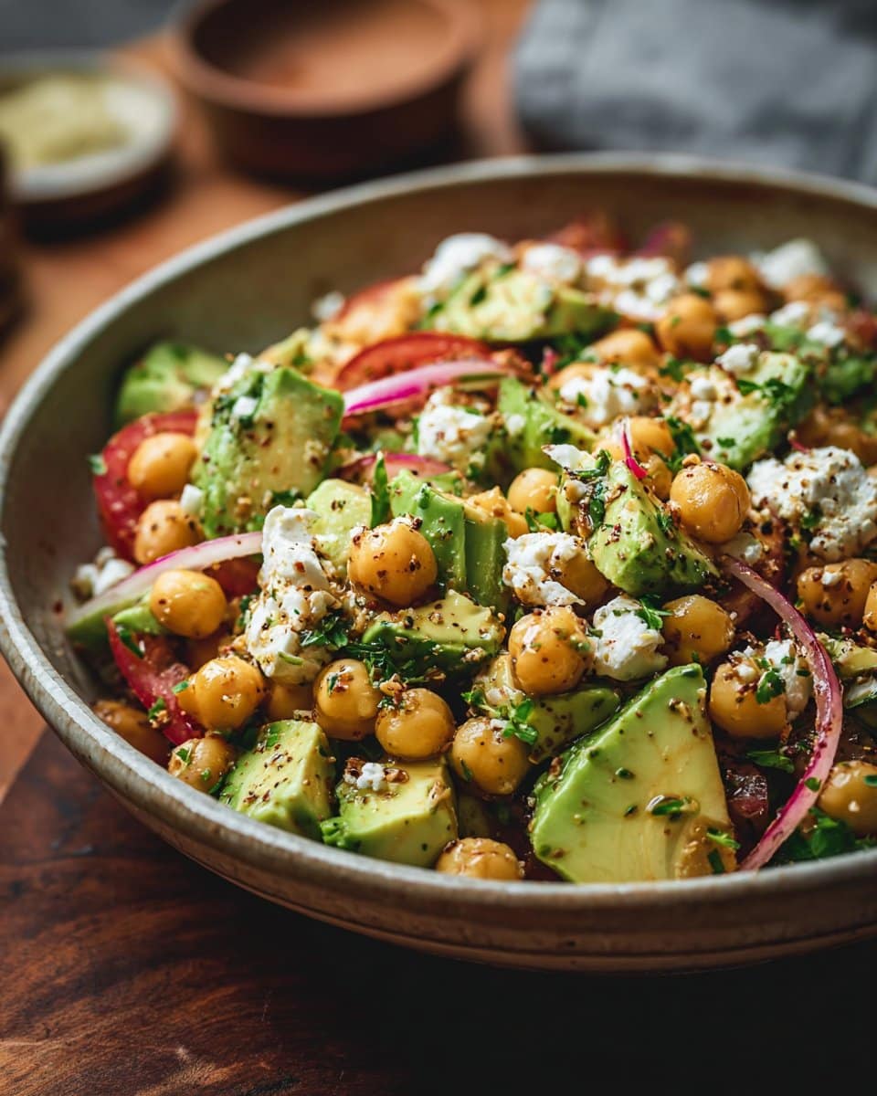 Chickpea Feta Avocado Salad