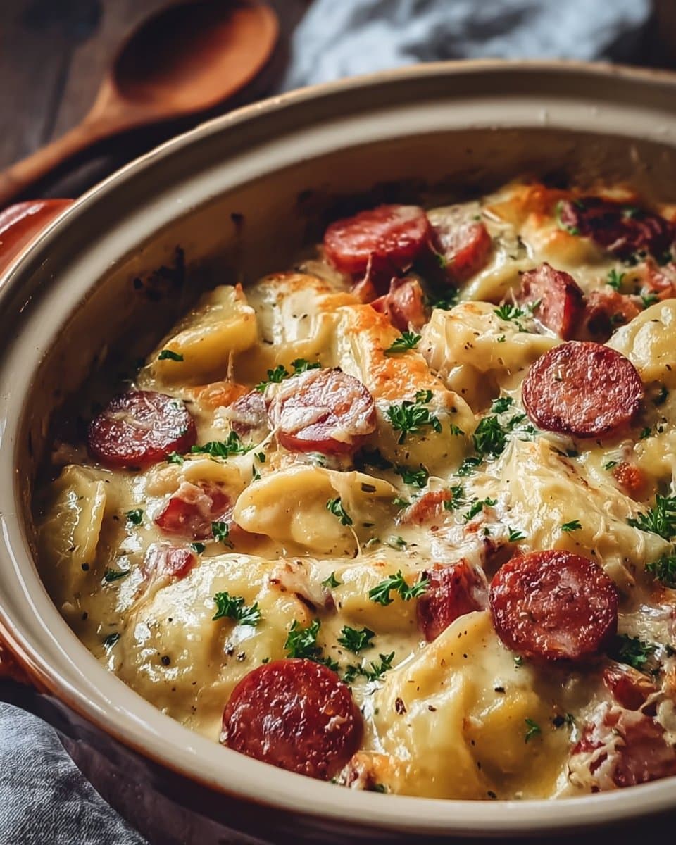Classic Crockpot Pierogi Casserole with Kielbasa - loudasrecipes