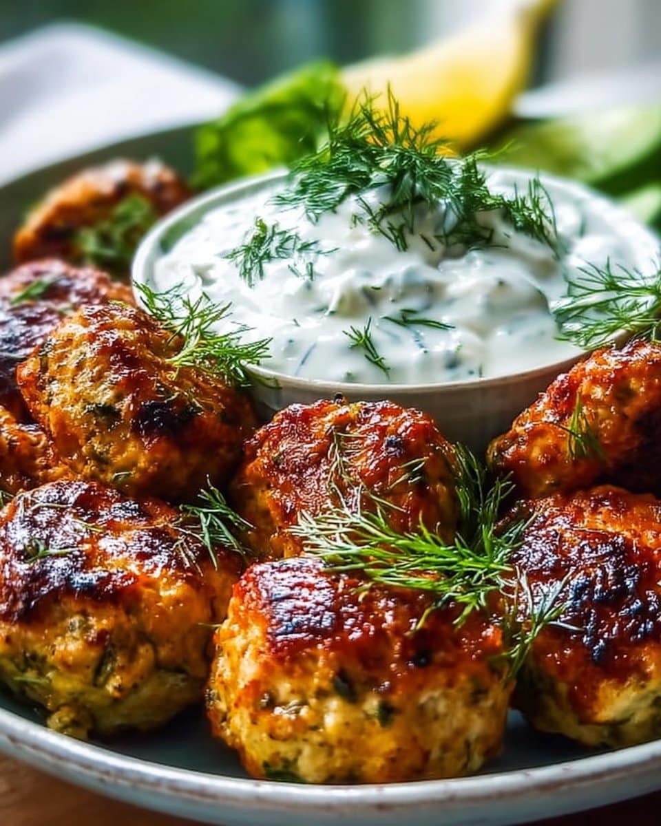 Greek Chicken Meatballs with Tzatziki Sauce Greek chicken meatballs Greek Chicken Meatballs with Tzatziki Sauce