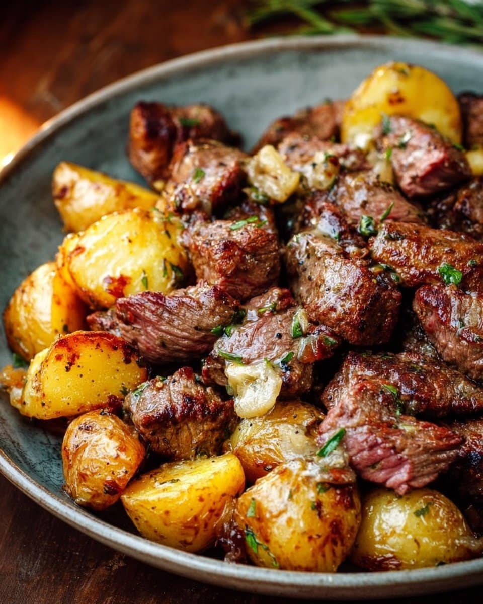 Garlic Butter Steak Bites and Potatoes