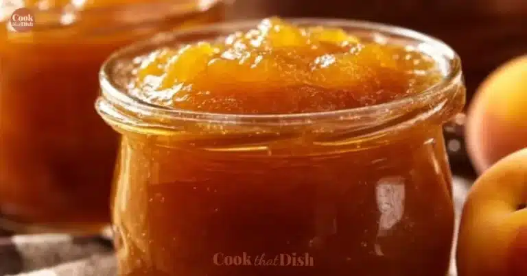 Jars of homemade Bourbon Peach Jam with fresh peaches and bourbon flavoring
