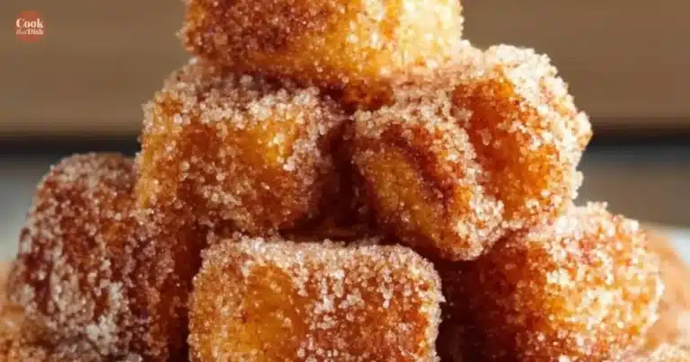 Delicious crispy angel cake churro bites served on a plate.