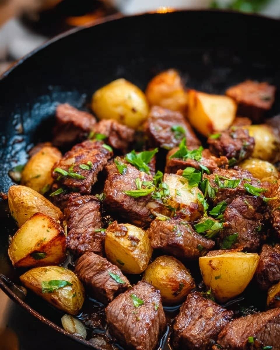 Garlic Butter Steak Bites and Potatoes