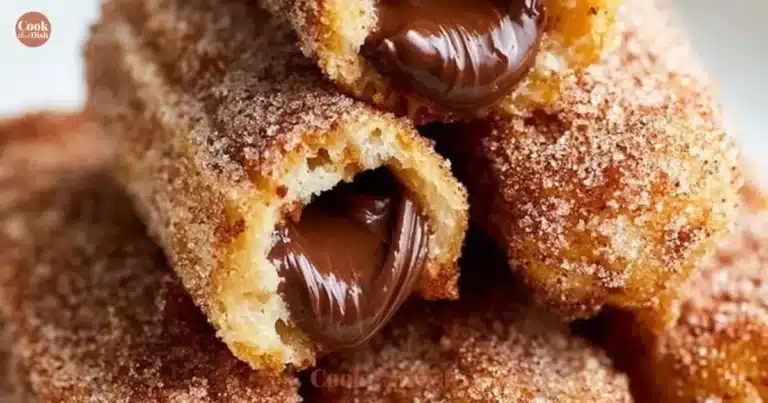 Delicious homemade churro bites with Nutella filling on a plate