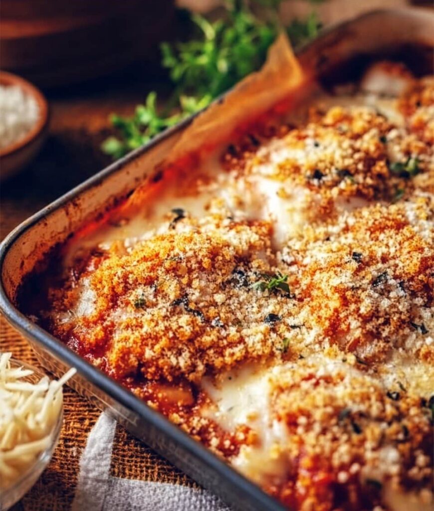 High Protein Chicken Parmesan Casserole