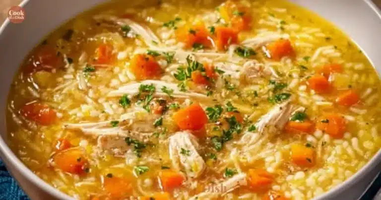 Bowl of Italian Penicillin Soup garnished with herbs and ingredients.