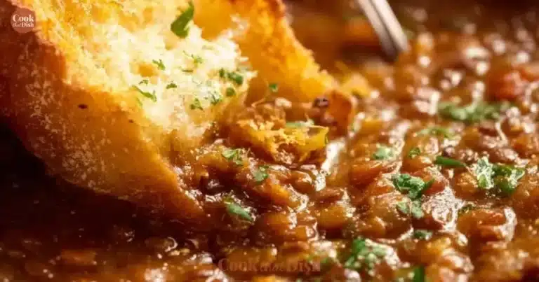 Delicious bowl of homemade lentil soup with vegetables