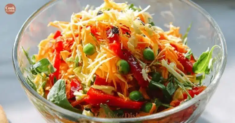 Delicious Spring Roll Salad topped with spicy ginger dressing