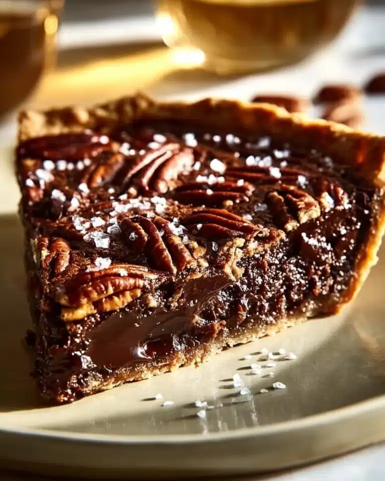 Delicious Texas Chocolate Pecan Pie topped with pecans and chocolate