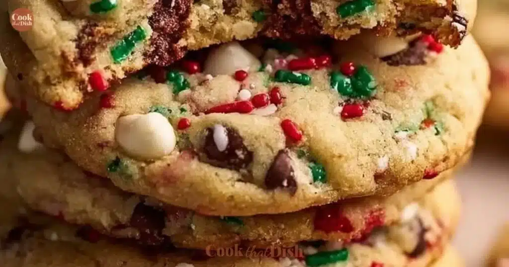 Delicious winter wonderland chocolate chip cookies with festive decorations