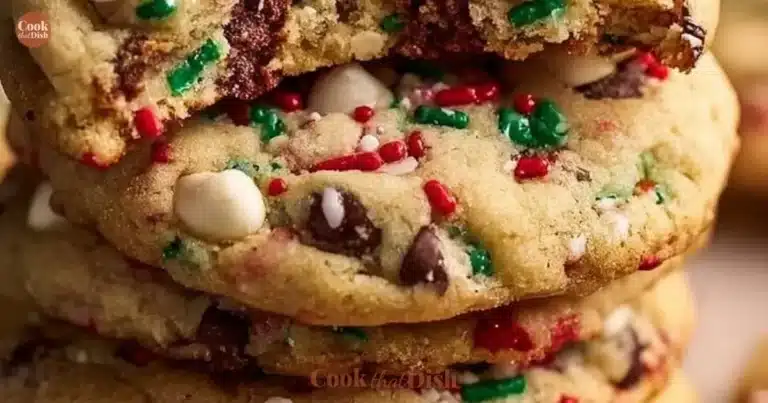 Delicious winter wonderland chocolate chip cookies with festive decorations