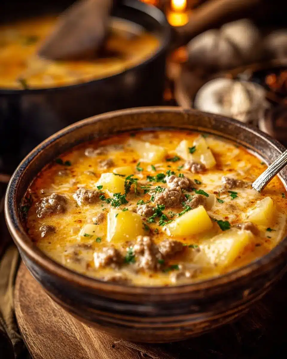 Cheesy Beef and Potato Soup