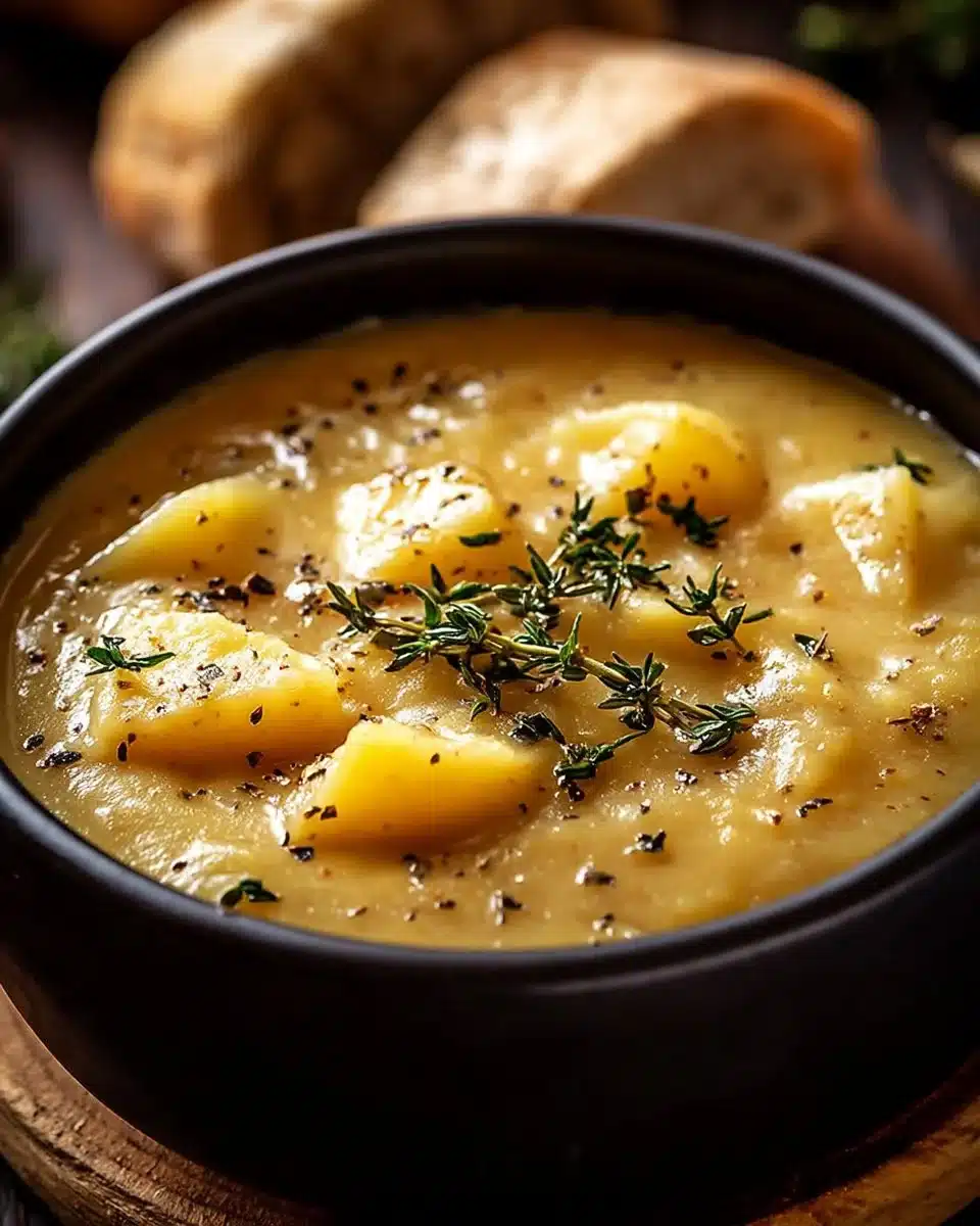 Hearty Cheddar Garlic Herb Potato Soup