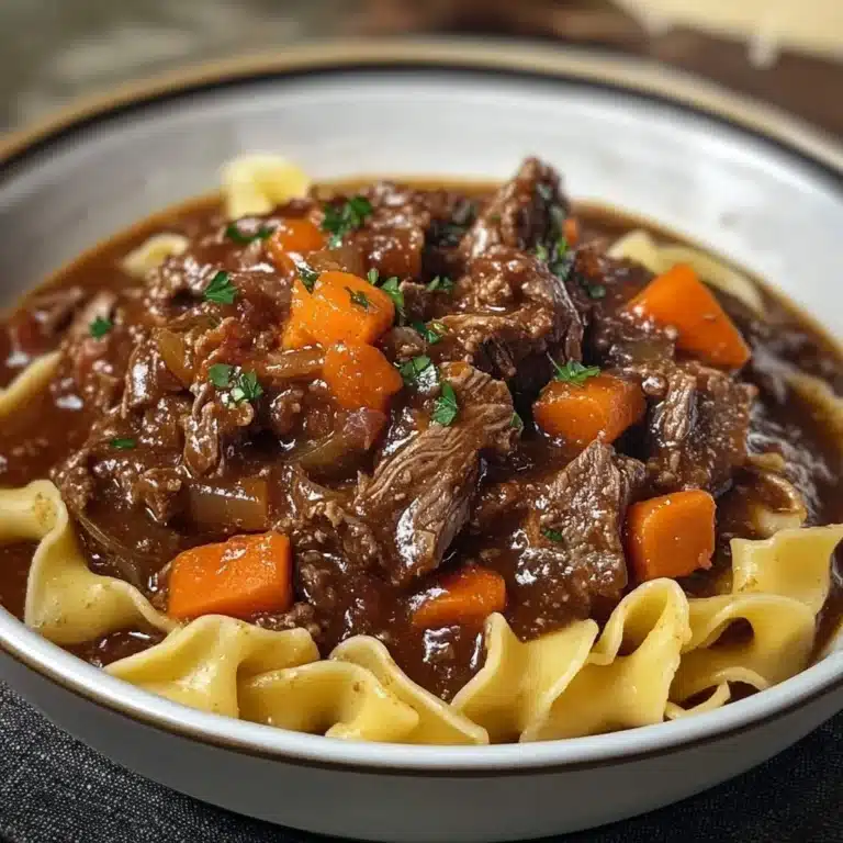 Delicious Italian beef ragu served with pasta and fresh herbs