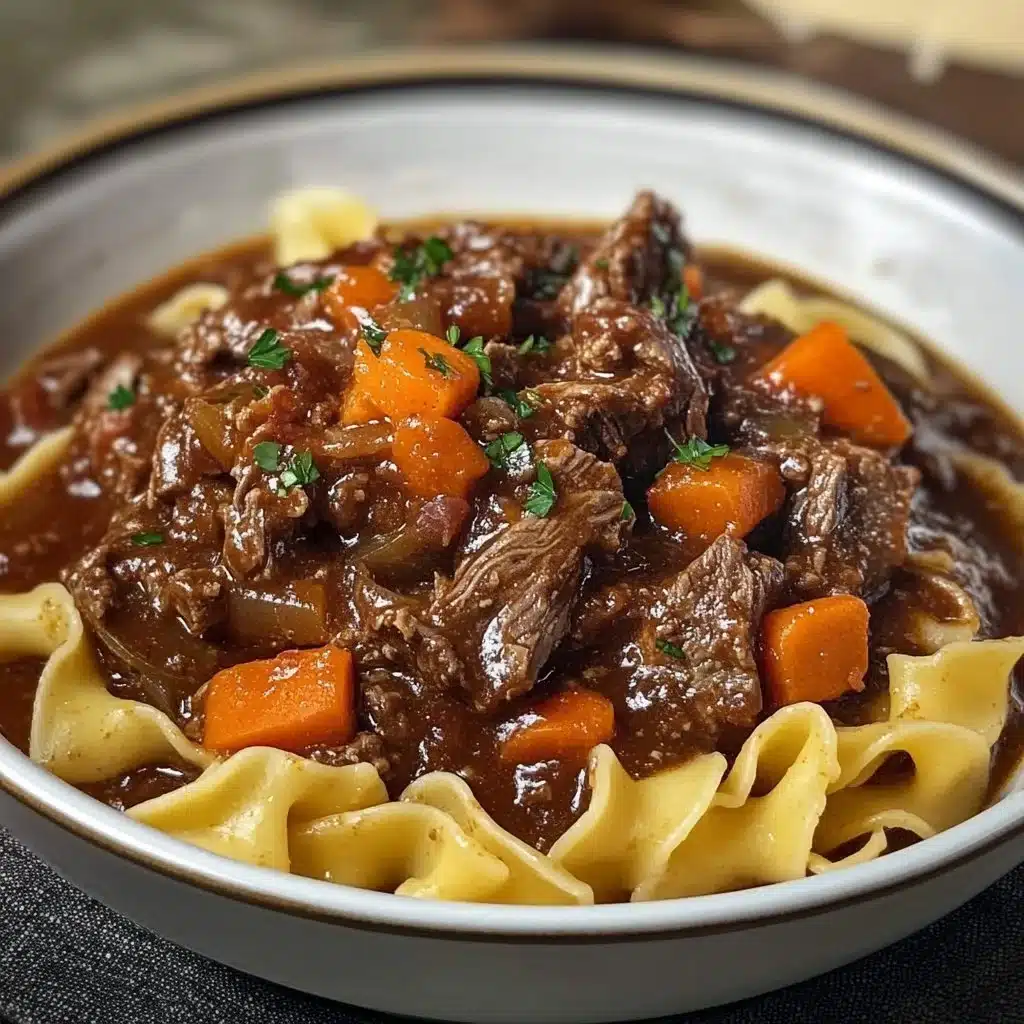 Delicious Italian beef ragu served with pasta and fresh herbs