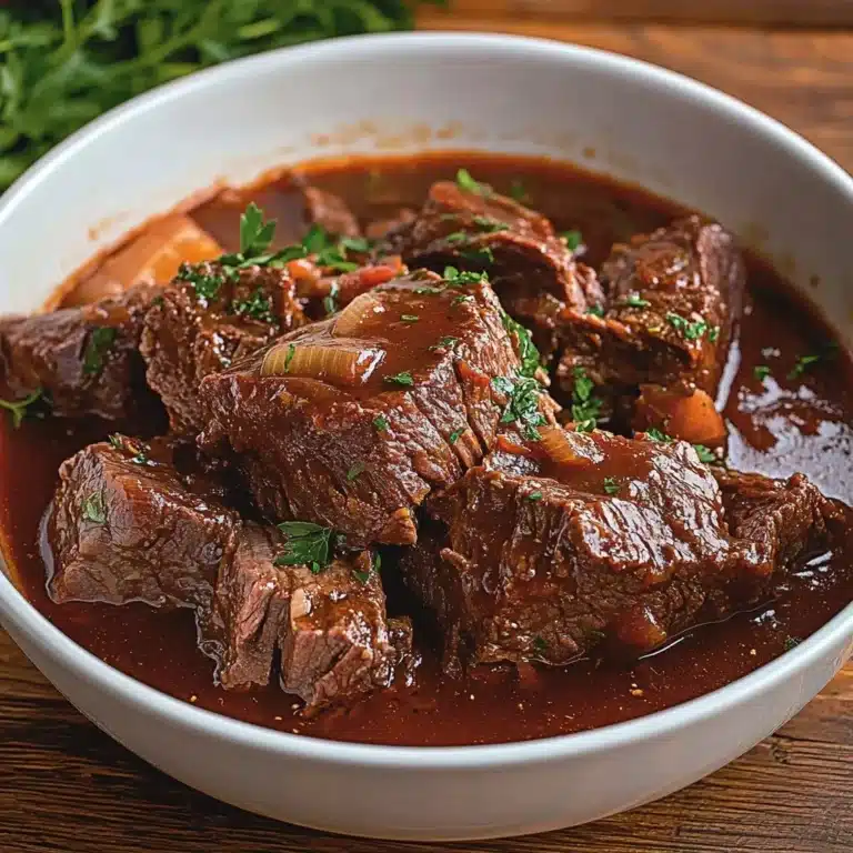 Delicious Italian pot roast served with vegetables and herbs