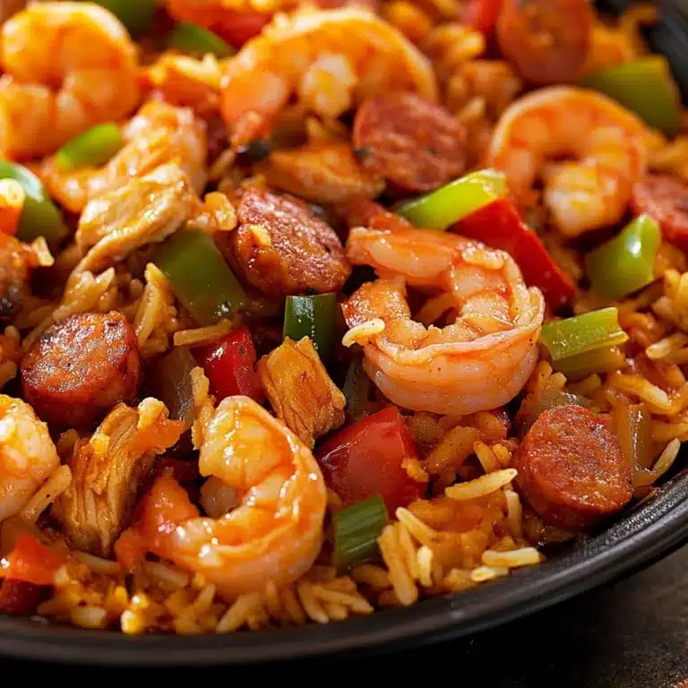 Home homemade recipes Delicious Cajun jambalaya served in a bowl with fresh ingredients and spices.
