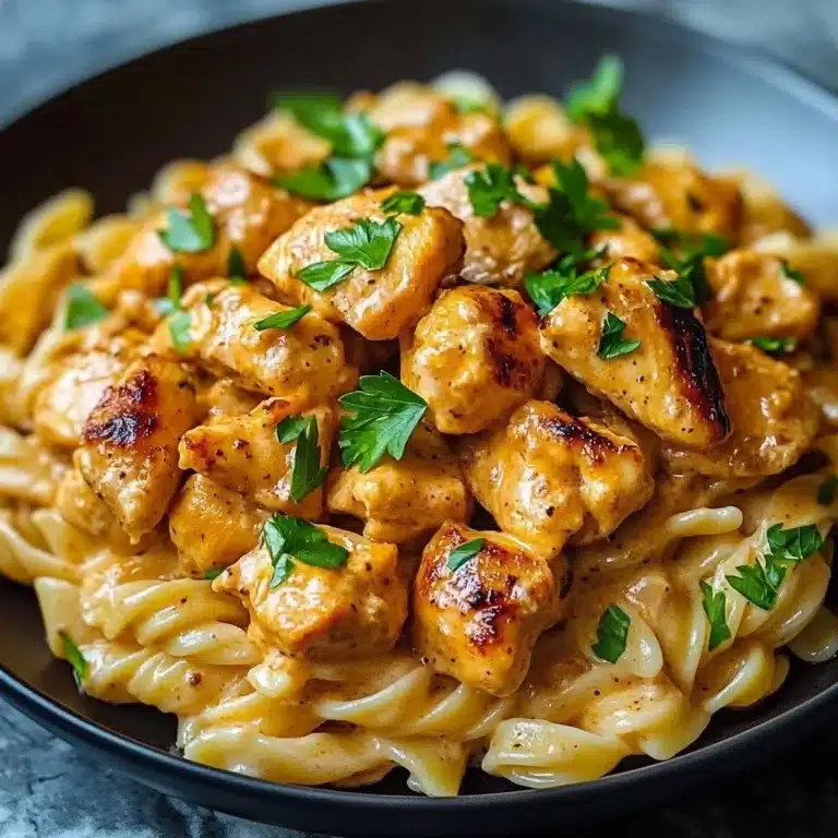 Home homemade recipes Cowboy Butter Chicken Linguine dish garnished with herbs and spices