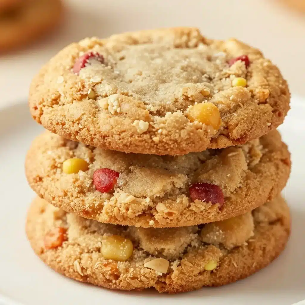 Freshly baked Brown Sugar Rhubarb Cookies on a cooling rack.
