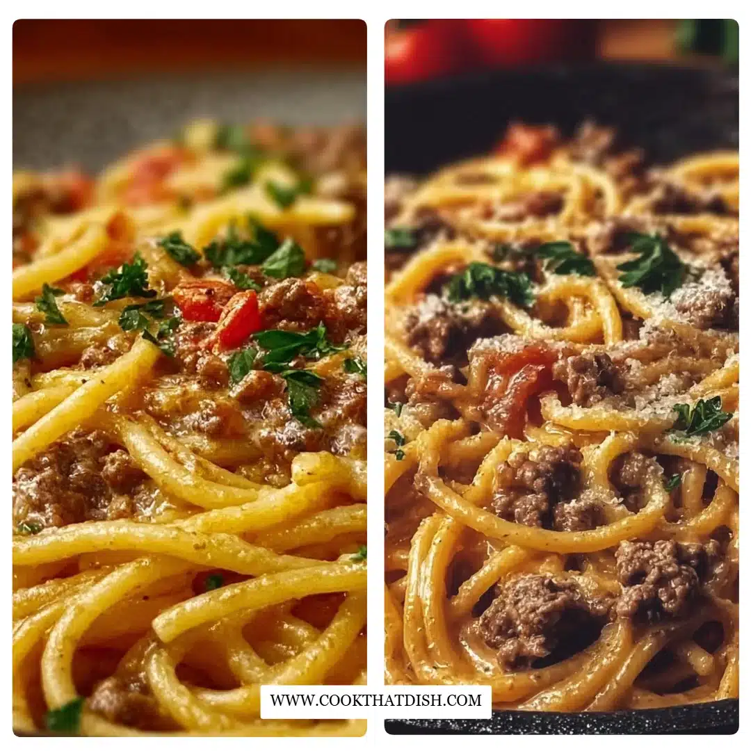 Creamy Italian Spaghetti & Ground Beef One Pot Meal