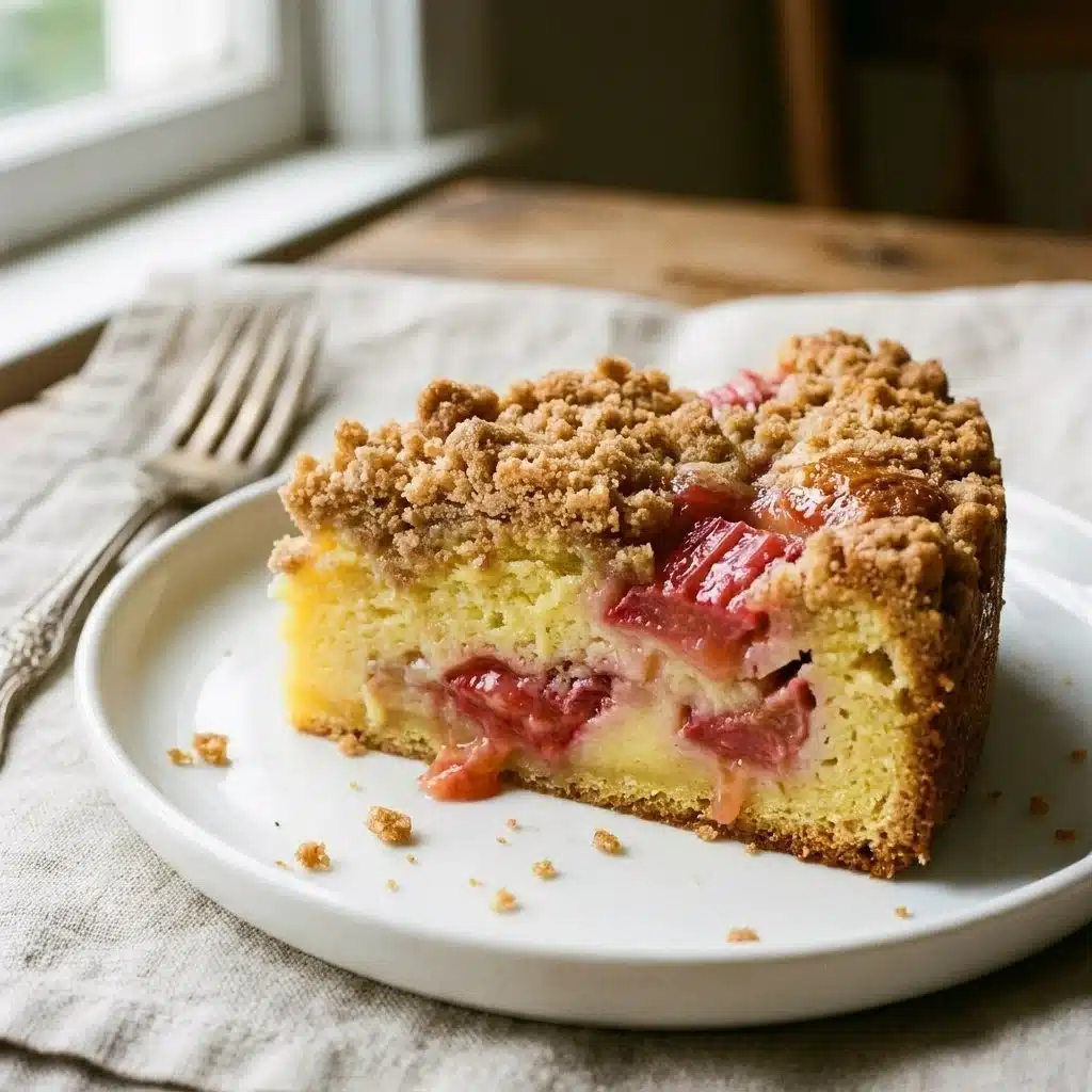 Creamy Rhubarb Custard Cake