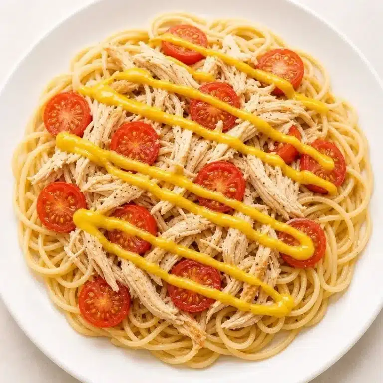 Home homemade recipes Delicious Crockpot Chicken Spaghetti served in a bowl.