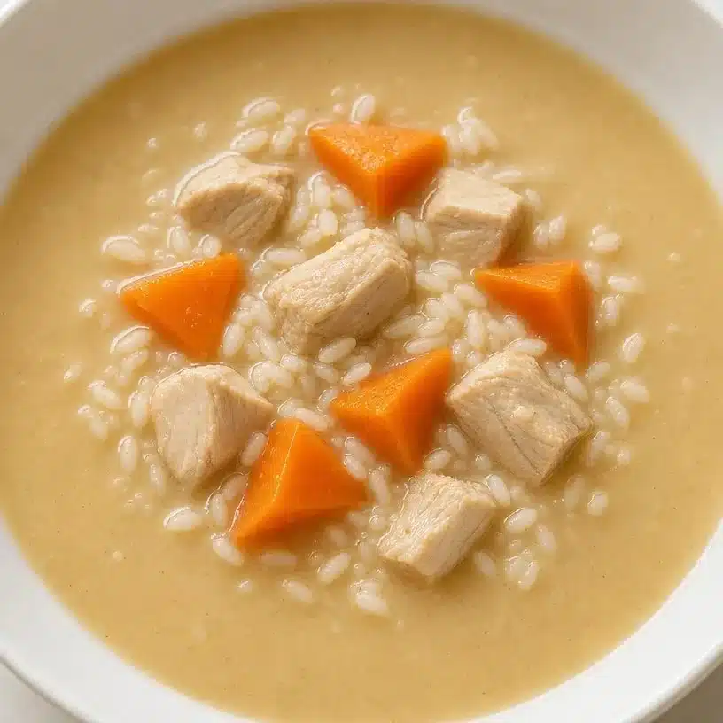 Crockpot Chicken Wild Rice Soup in a bowl garnished with herbs
